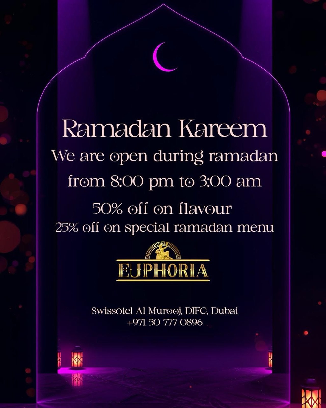 Campaign poster announcing elegant Ramadan nights at Euphoria.